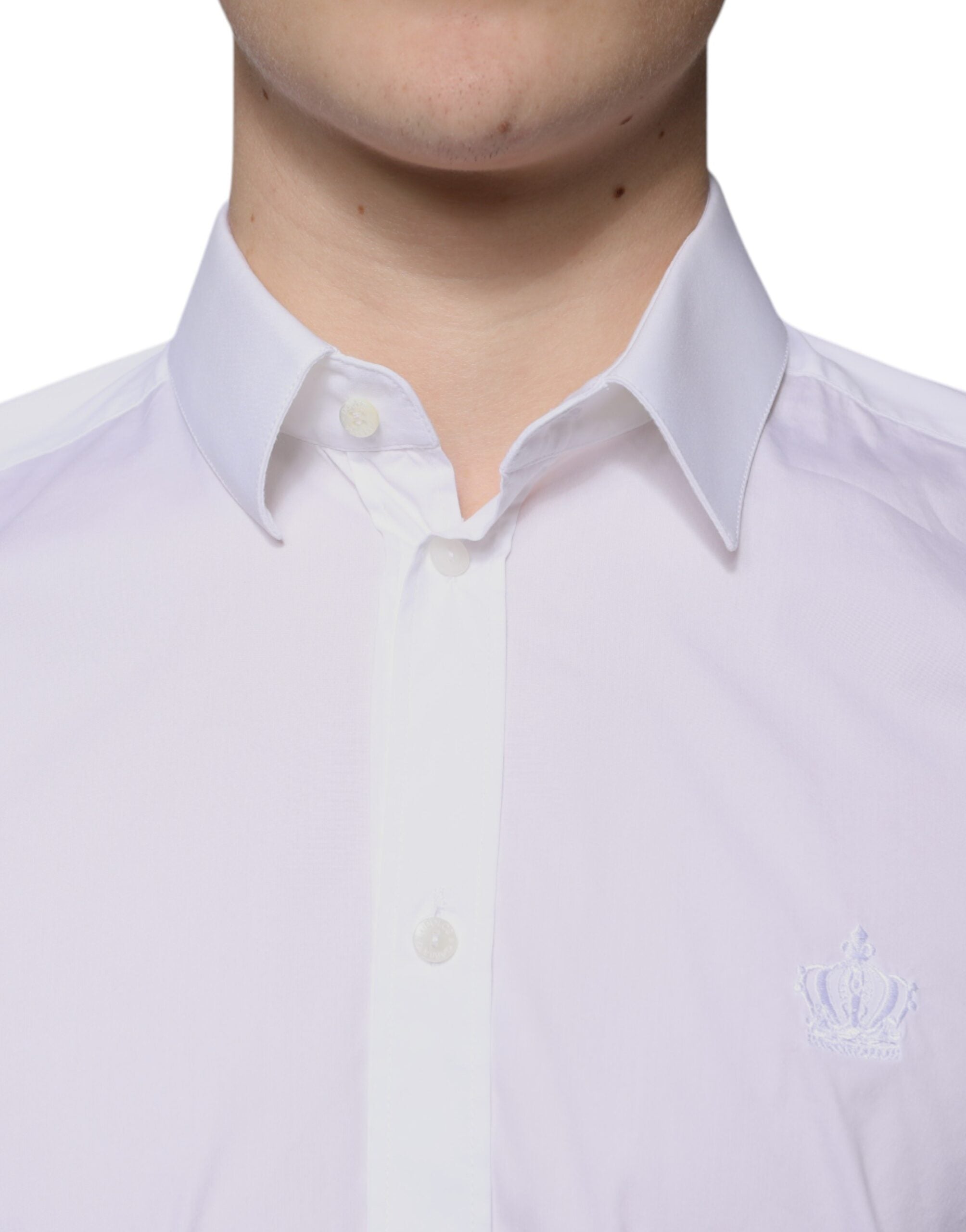 Dolce & Gabbana White Cotton Blend Men's MARTINI Dress Shirt